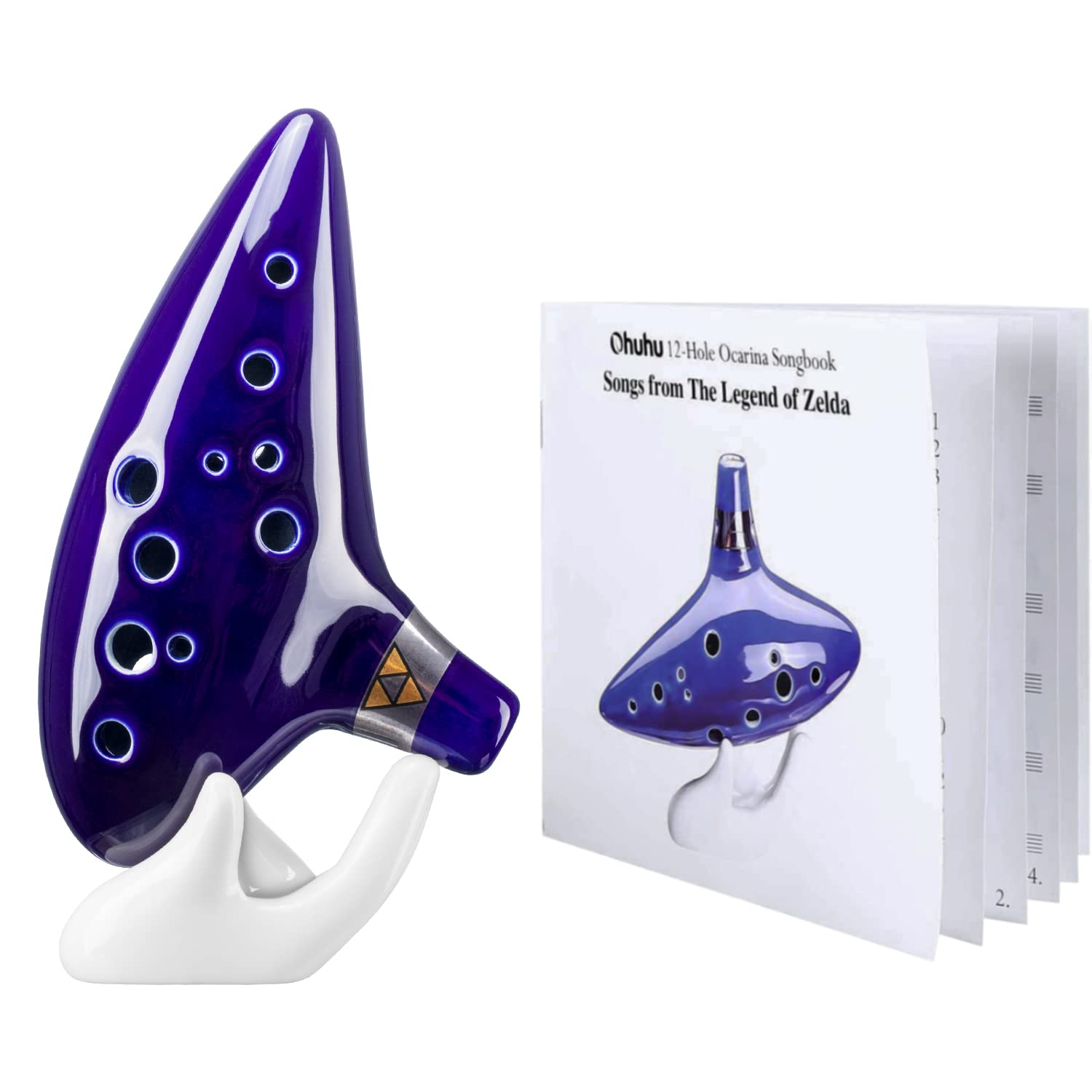 Ohuhu Zelda Ocarina with Song Book (Songs From the Legend of Zelda) Display Stand, FDA Tested 12 Hole Alto c Zelda Ocarinas Play