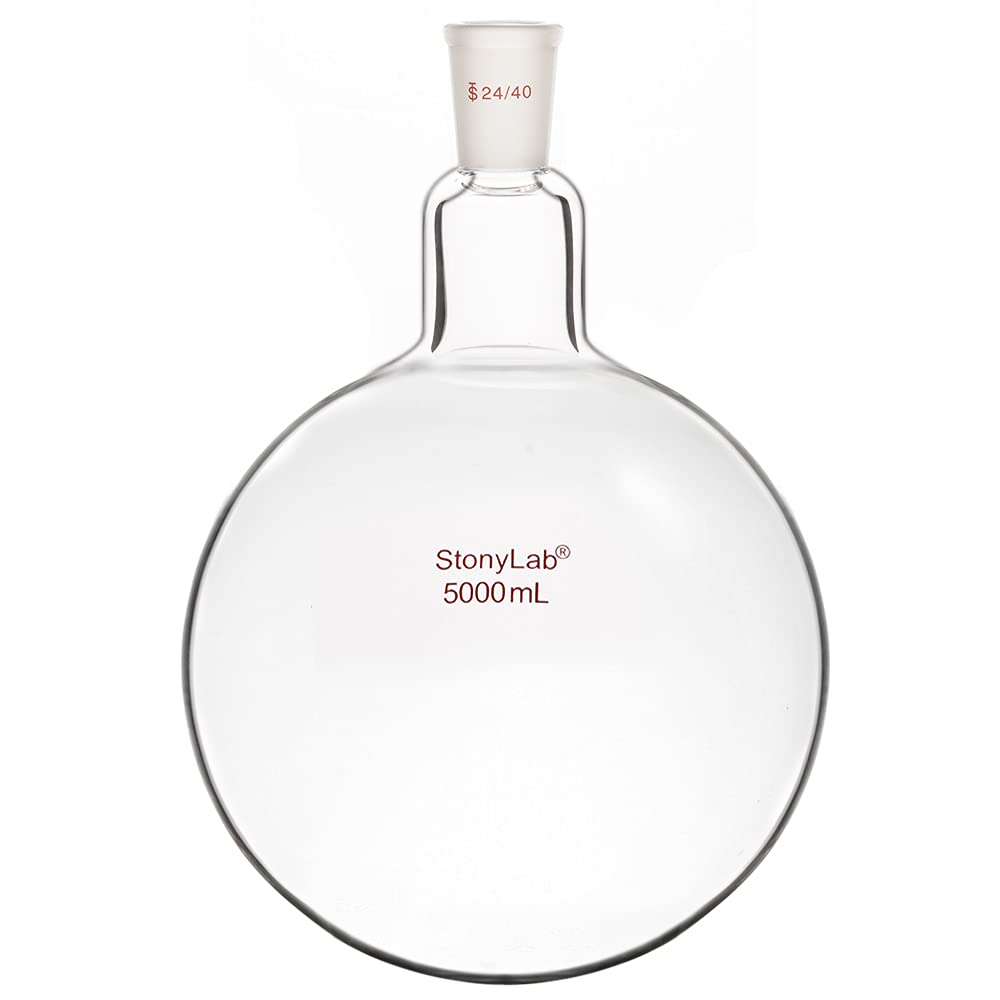 StonyLab glass Single Neck One Neck Round Bottom Flask RBF, with 2440 Standard Taper Outer Joint (5000ml)