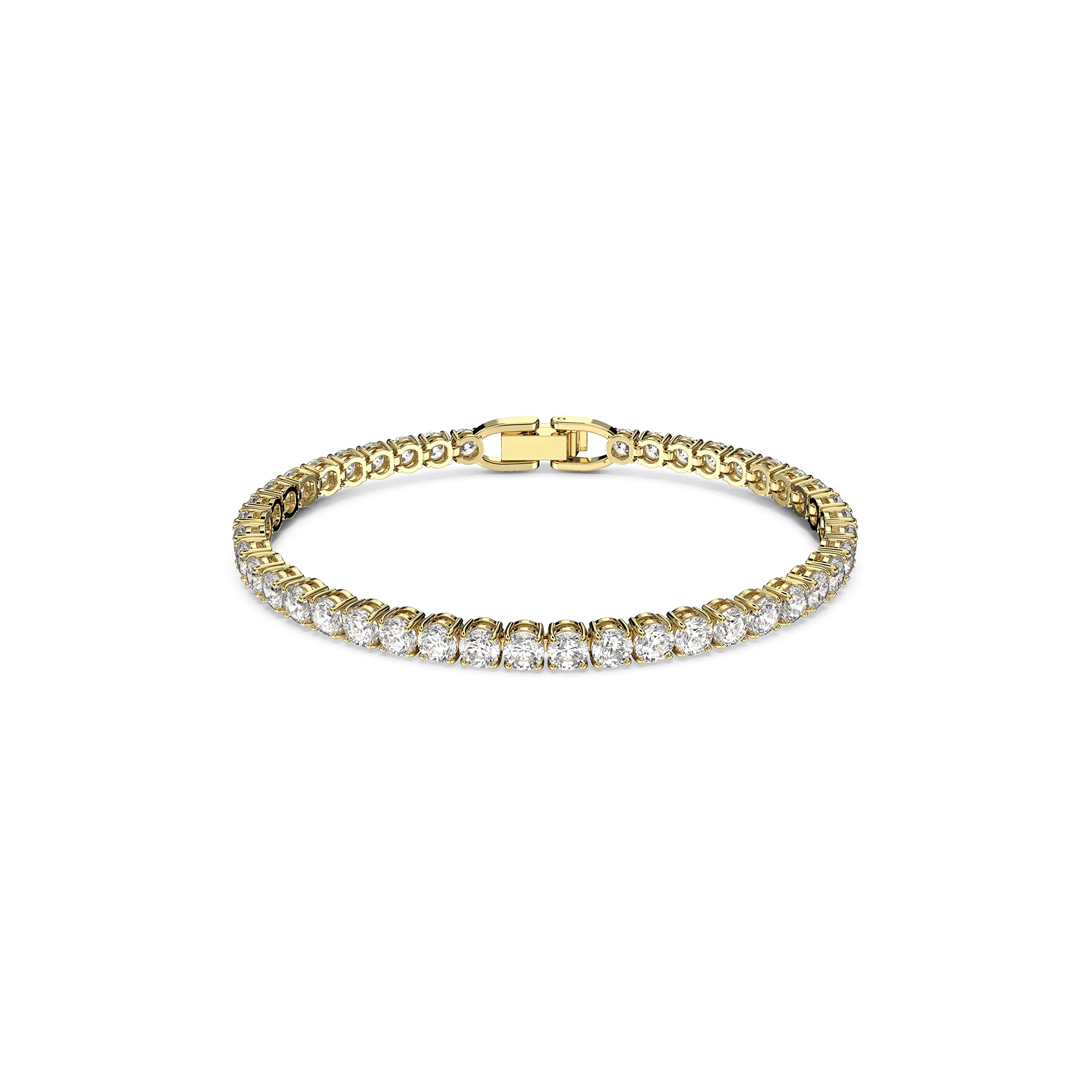 Swarovski Tennis Deluxe collection Womens Bracelet, White crystals with gold Tone-Plated Band