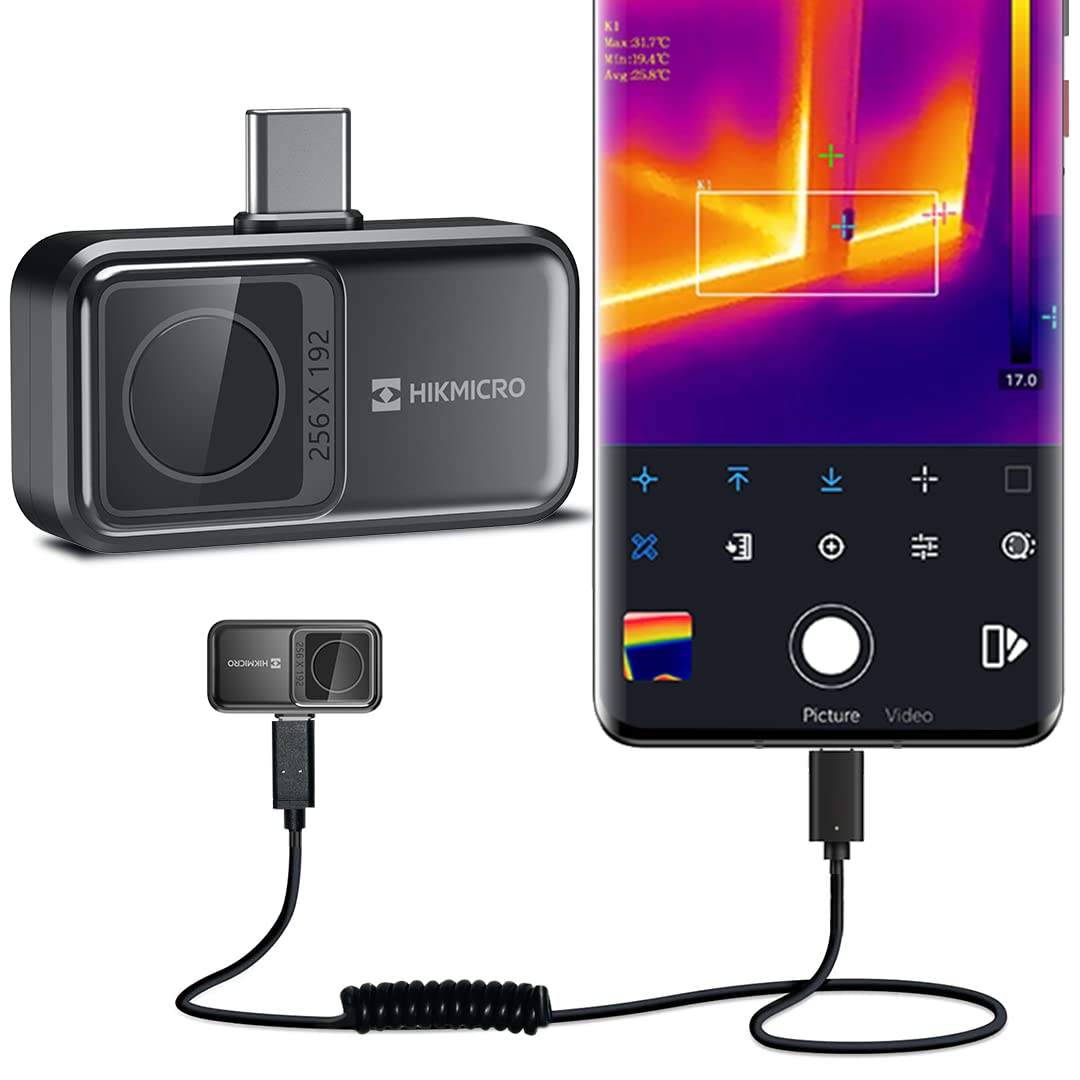 HIKMIcRO Mini2 Thermal camera Android, 256 x 192 IR Resolution, 25Hz Refresh Rate, 50A Wide Angle, Thermal Imaging camera Androi