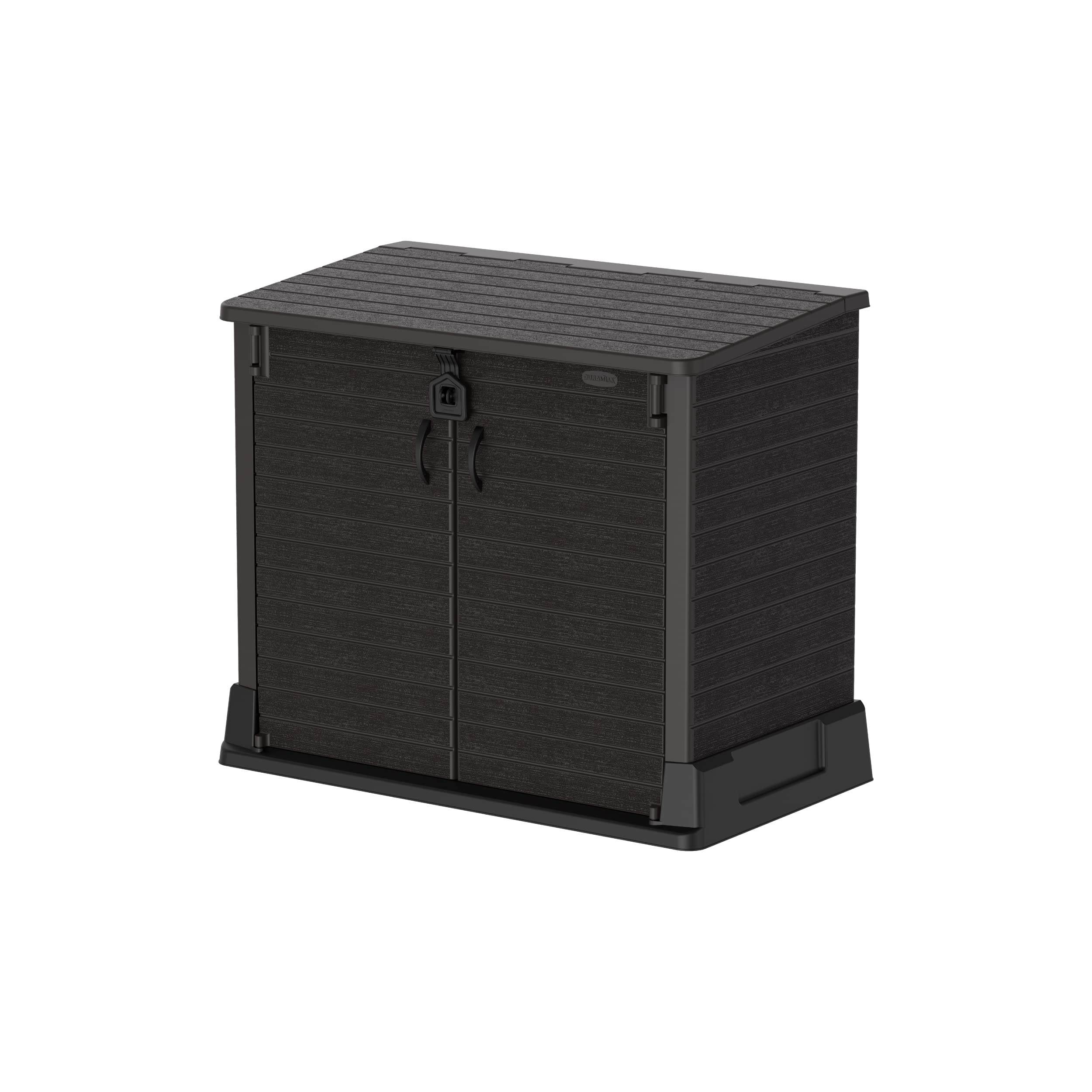 Duramax cedargrain StoreAway 850L Plastic garden Storage Shed - Outdoor Storage Bike Shed - Durable & Strong construction- Ideal