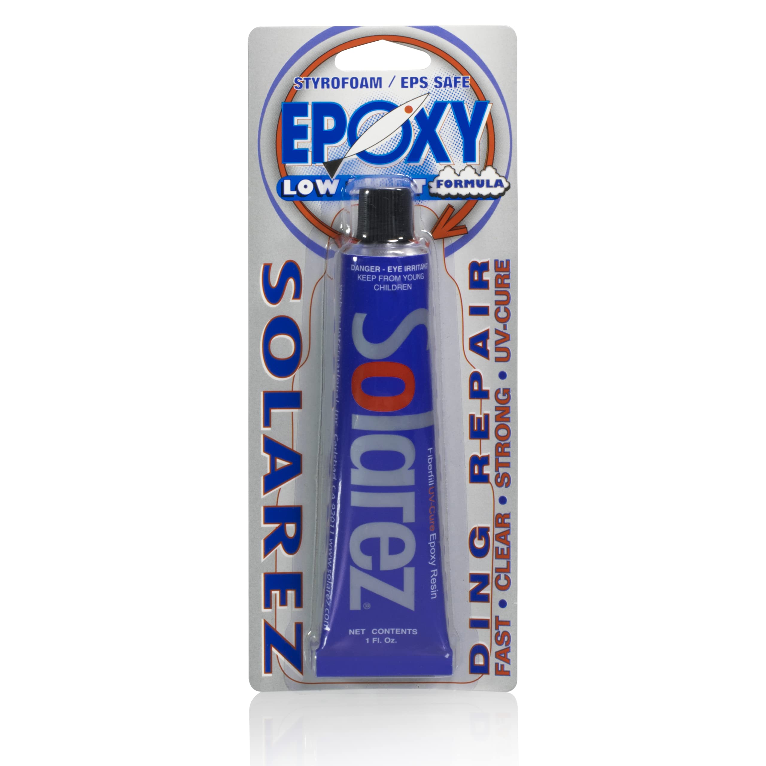 SOLAREZ UV cure Epoxy Low Lite Ding Repair (1 oz) Low Light Surfboard Repair  Sun cures 100% Dry in cloudy Weather  EPS Foam Saf