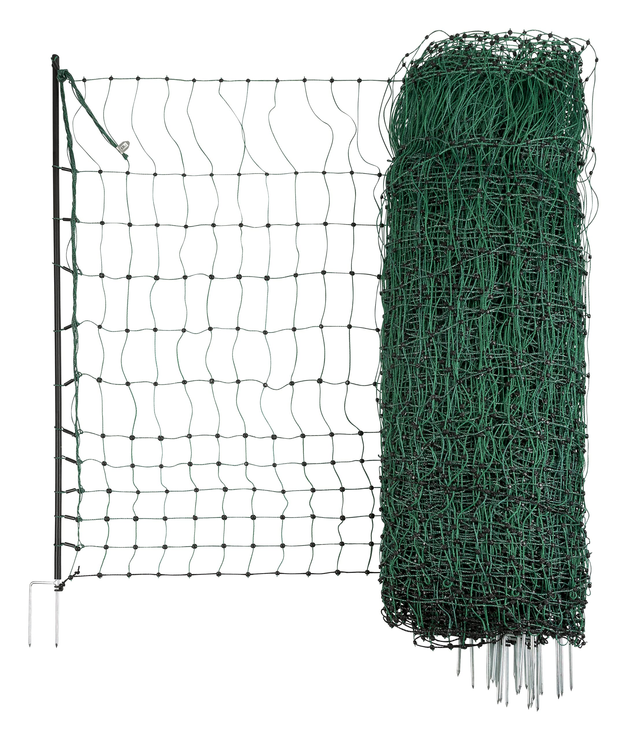 Kerbl Poultry Net (50 m, Height 106 cm, Non-Electrical, Reinforced Top Strand, 15 Plastic Stakes, Double Bottom Tip) 292278