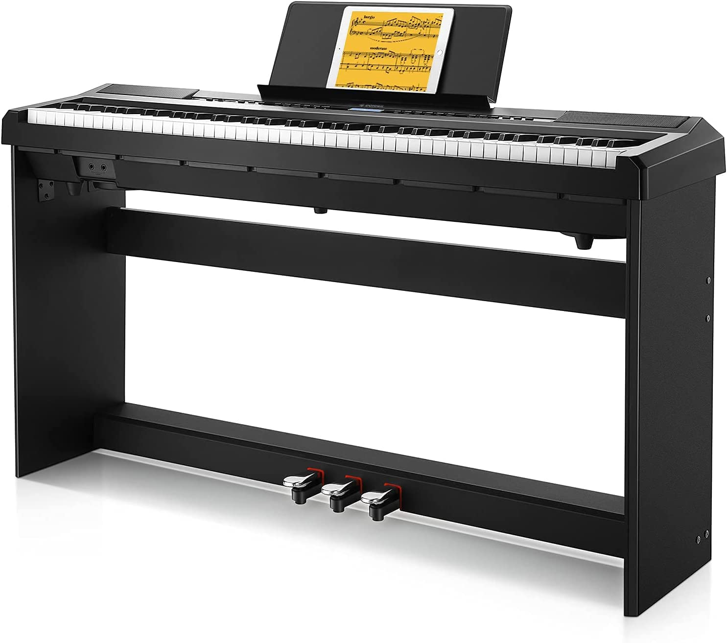 Donner DEP-20 Beginner Digital Piano 88 Key Full Size Weighted Keyboard, Portable Electric Piano with Furniture Stand, 3-Pedal U