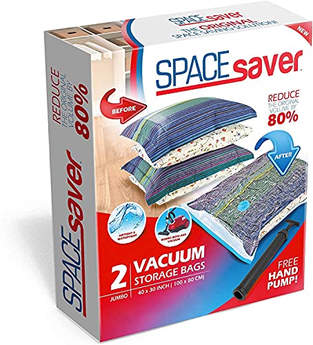Spacesaver Vacuum Storage Bags (Jumbo 2 Pack) Save 80% on clothes Storage Space - Vacuum Sealer Bags for comforters, Blankets, B