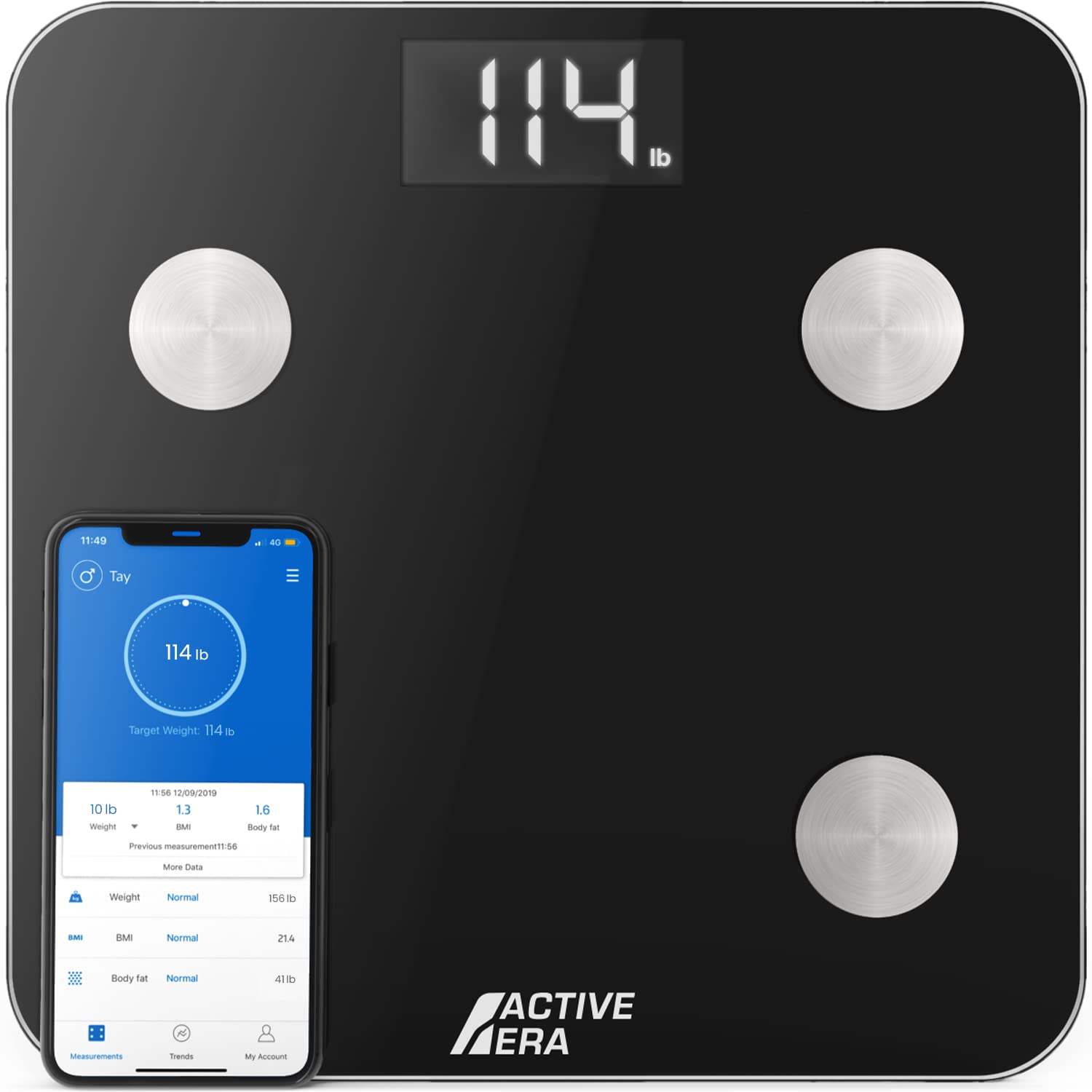 Active Era Digital Bathroom Bluetooth Scales Weight and Body Fat - Fit Track Scale calculates BMI, Body Fat Percentage, Muscle M