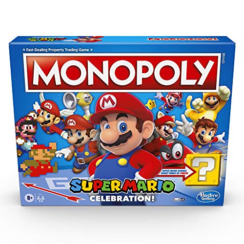 Monopoly Super Mario celebration Edition Board game for Super Mario Fans for Ages 8 and Up with Video game Sound Effects, Multic