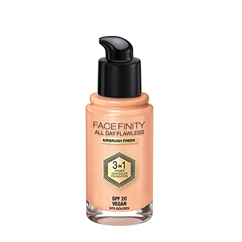 Max Factor Facefinity 3 In Primer concealer Foundation Spf 20 75# 30 Ml1, golden, unscented, 1 Fl Oz
