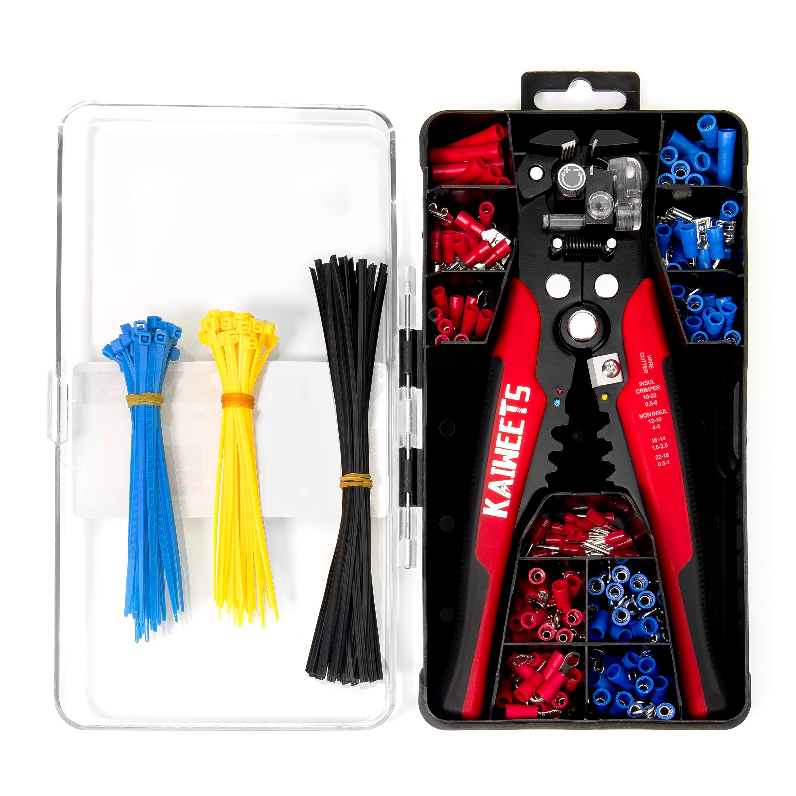 KAIWEETS Self Adjusting Wire Stripper - 3 In 1 Heavy Duty Automatic Wire Stripping Tool 10 24 Awg Wire Cutter For Electrical Cable Cutting Crimping Tool