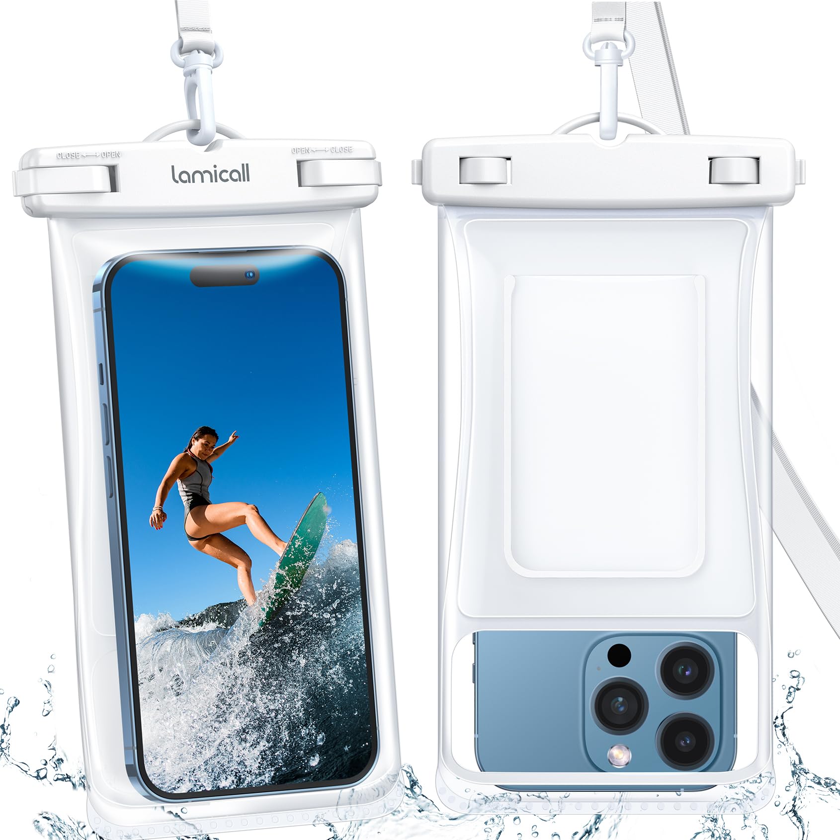 Lamicall Waterproof Phone Pouch Floating - Soft 3D Seamless Design] IPX8 Water Proof cell Phone case for Beach, Snorkeling Dry B
