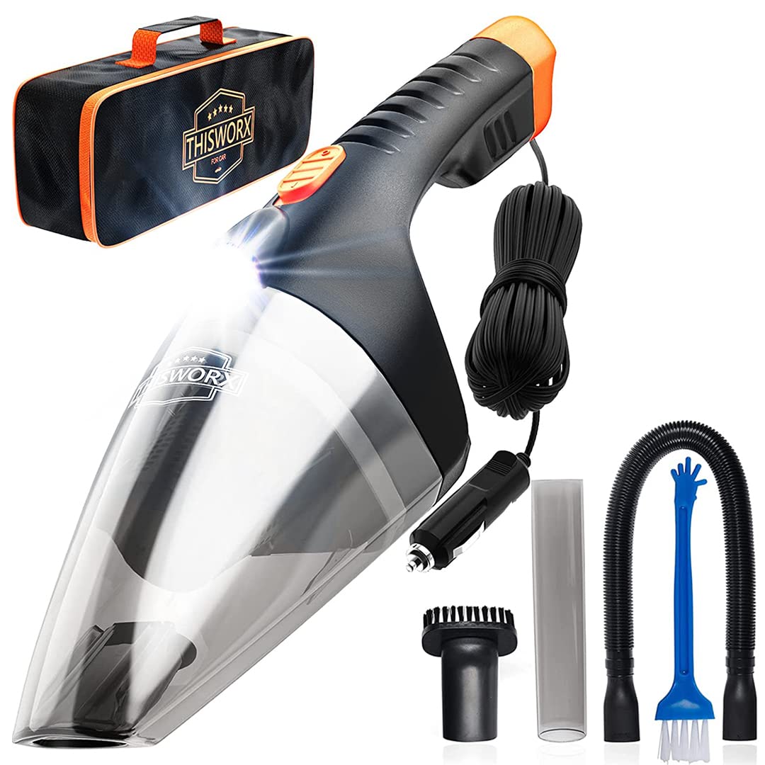 ThisWorx for ThisWorx car Vacuum cleaner 20 - Upgraded w LED Light, Double HEPA Filter, 110W High Suction Power