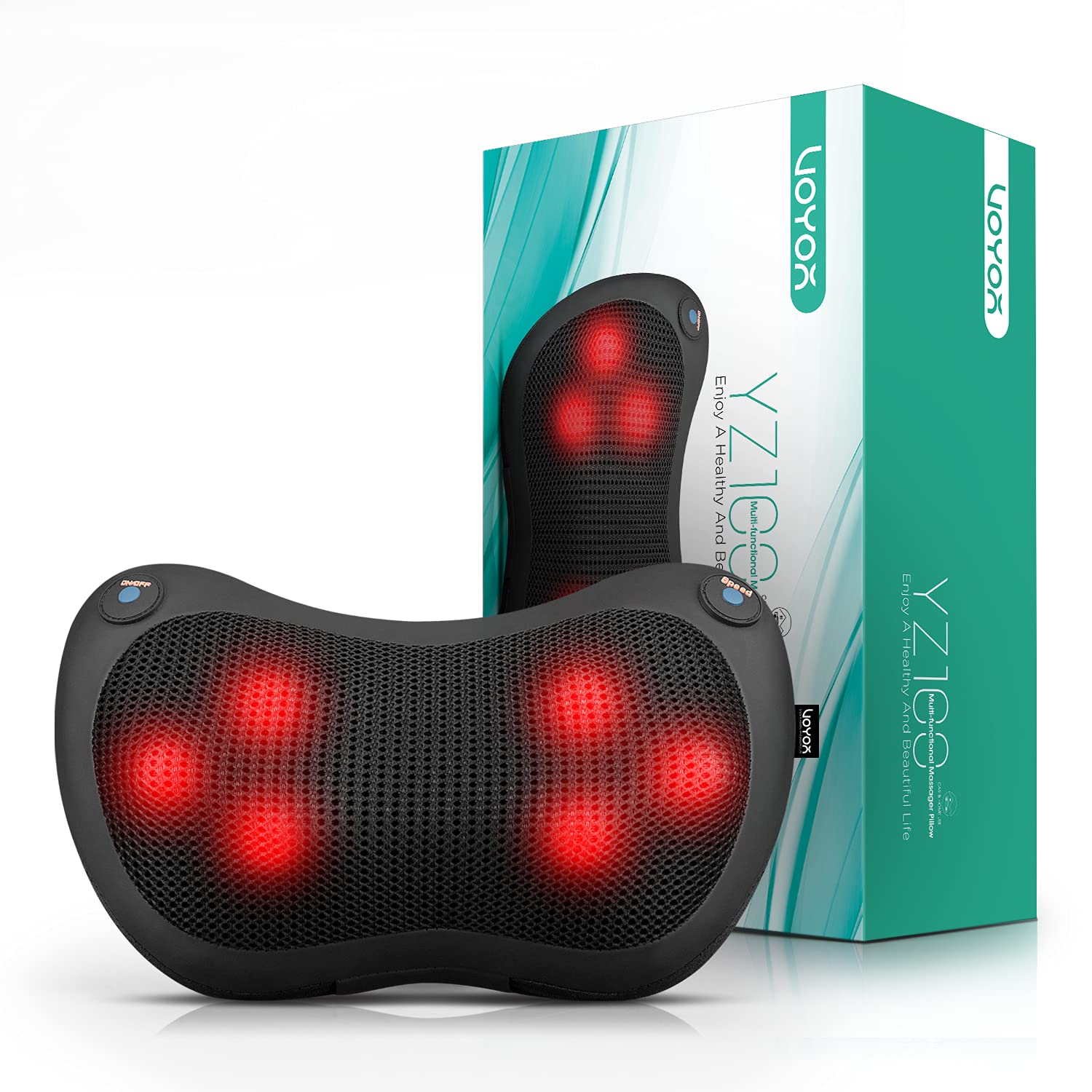 VOYOR-HEALTH VOYOR Shiatsu Neck and Back Massager with Heat - 3D Kneading Deep Tissue Massage Pillow for Lower Back, Shoulder, calf, Foot, Us