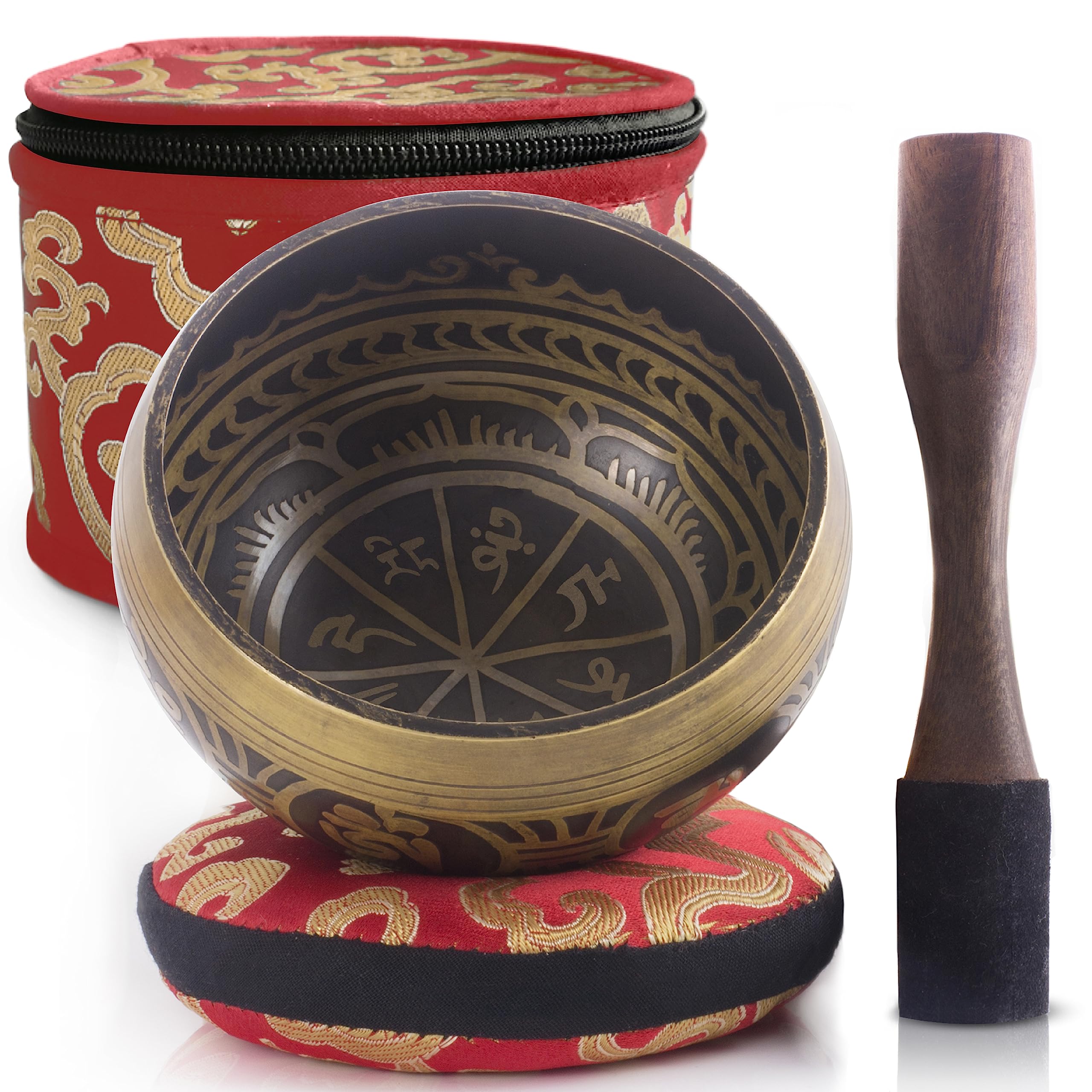 Silent Mind Tibetan Singing Bowl Set - Easy to Play- Dual-End Striker - creates Beautiful Sound for Holistic Healing, Stress Relief, Meditat
