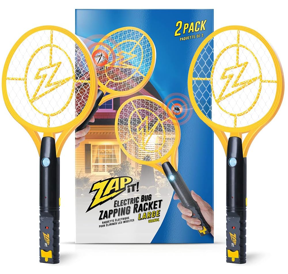 ZAP IT! ZAP iT Electric Fly Swatter Racket & Mosquito Zapper - High Duty 4,000 Volt Electric Handheld Bug Zapper Racket - Fly Killer USB