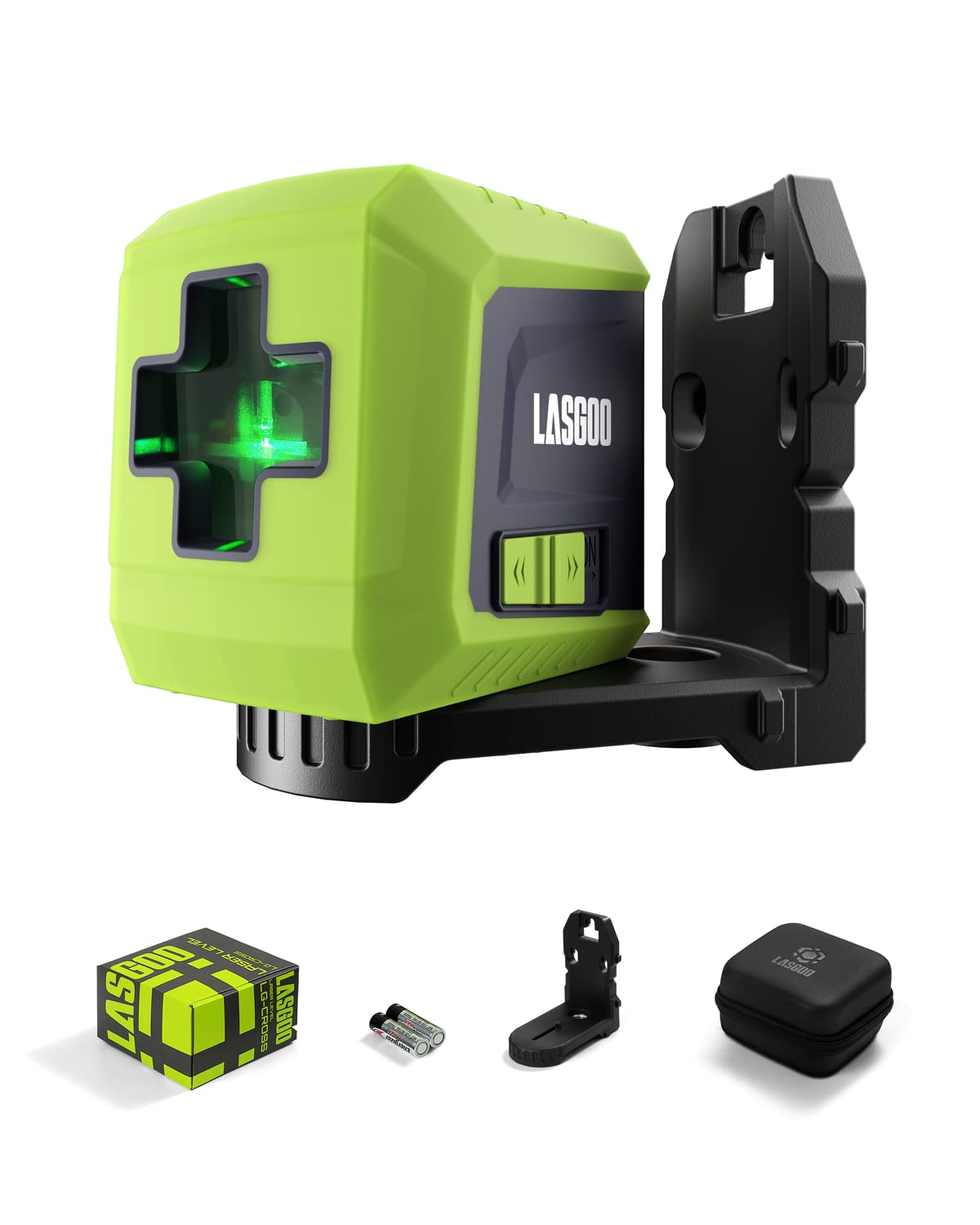 LASgOO Laser Level Self Leveling, green cross Laser Line with Vertical and Horizontal for Picture Hanging and construction, Magn