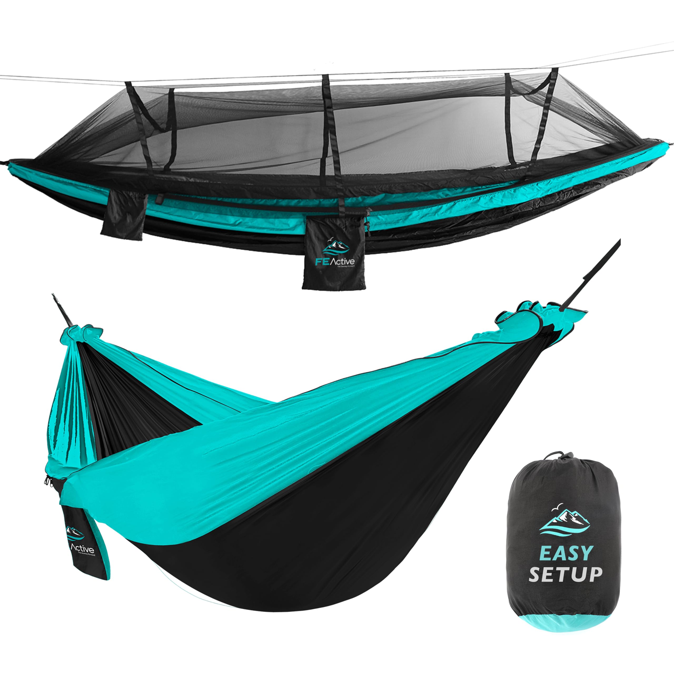 FE Active Outdoor camping Hammock - Double Hammock for Adults, Removable Mosquito Net, Lightweight, Portable Hammock Tent for ca