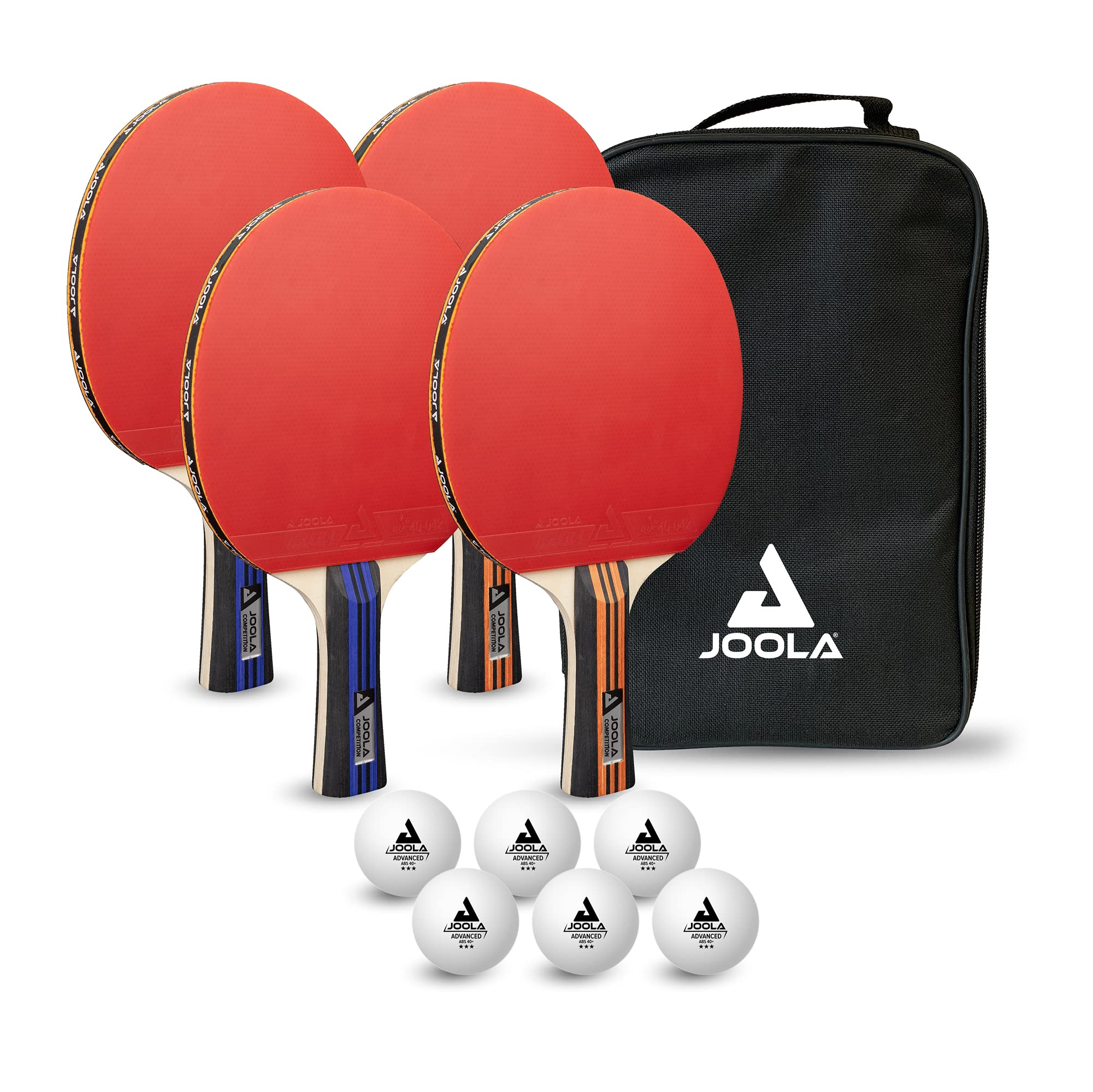 JOOLA Advanced Table Tennis Paddle Set - Includes 4 Ping Pong Paddles, 6 3-Star Ping Pong Balls & carrying case - for Intermedia