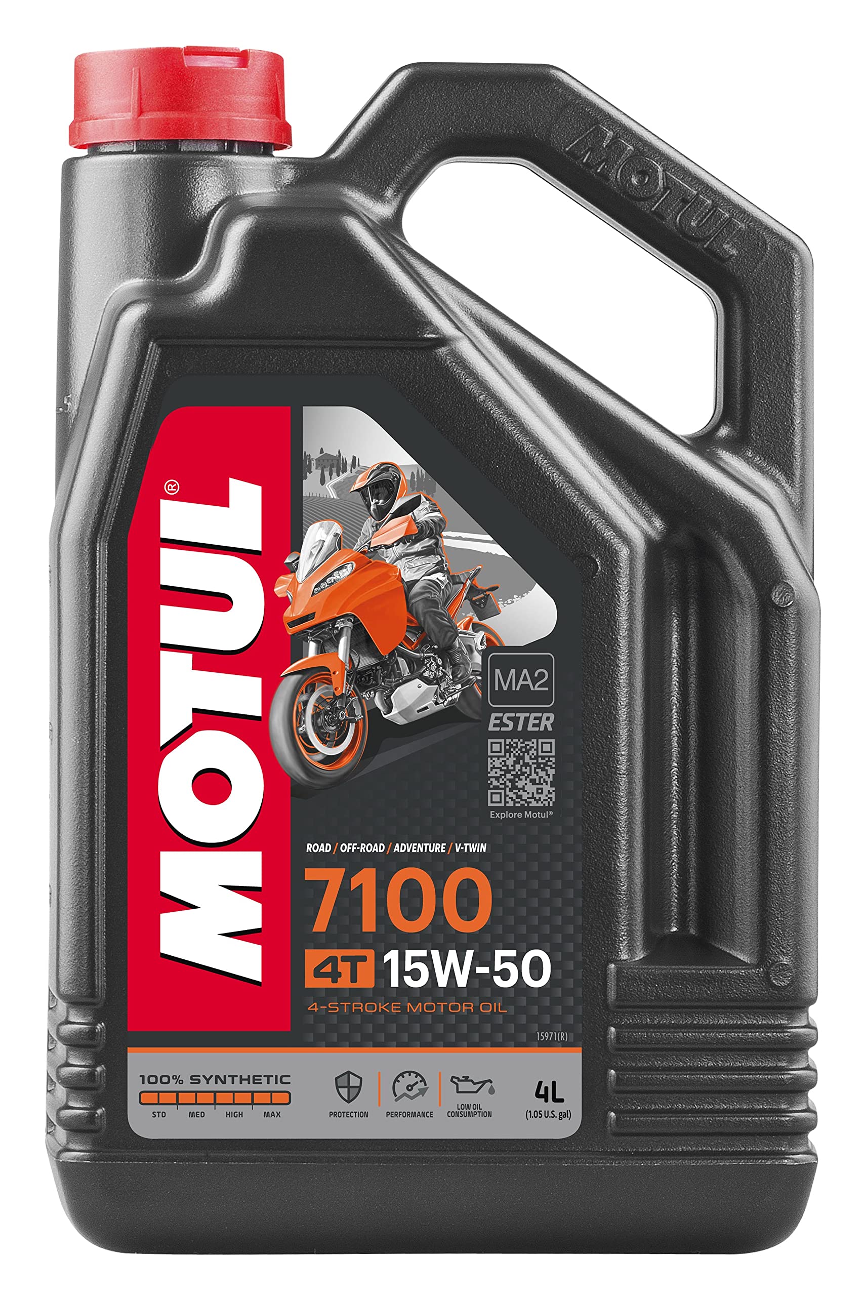 Motul 104299 7100 15W-50 Motor Oil Full Synthetic Motorcycle Engine Lubricant