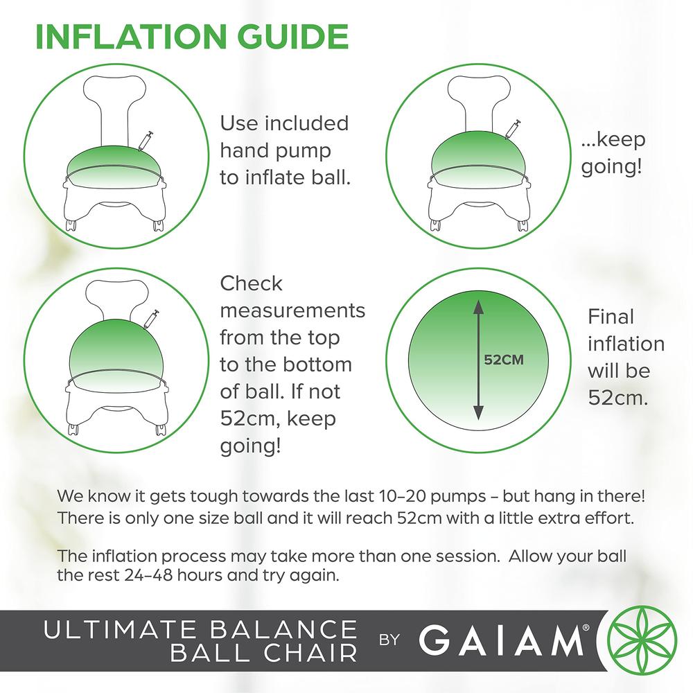 Gaiam Ultimate Balance Ball Chair - Premium Exercise Stability Yoga Ball Ergonomic Chair for Home and Office Desk with Reinforce