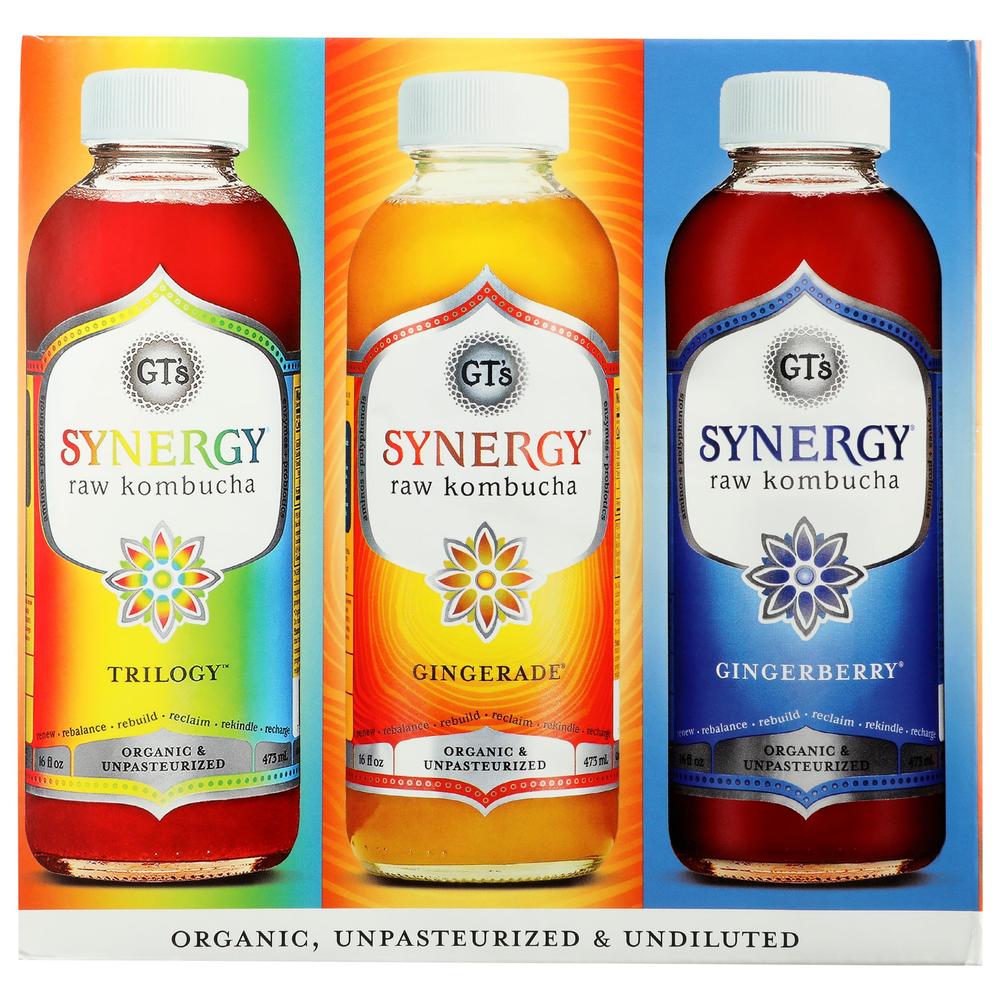 GTs Living Foods Organic Synergy Kombucha Variety 6 Pack, 16 FZ