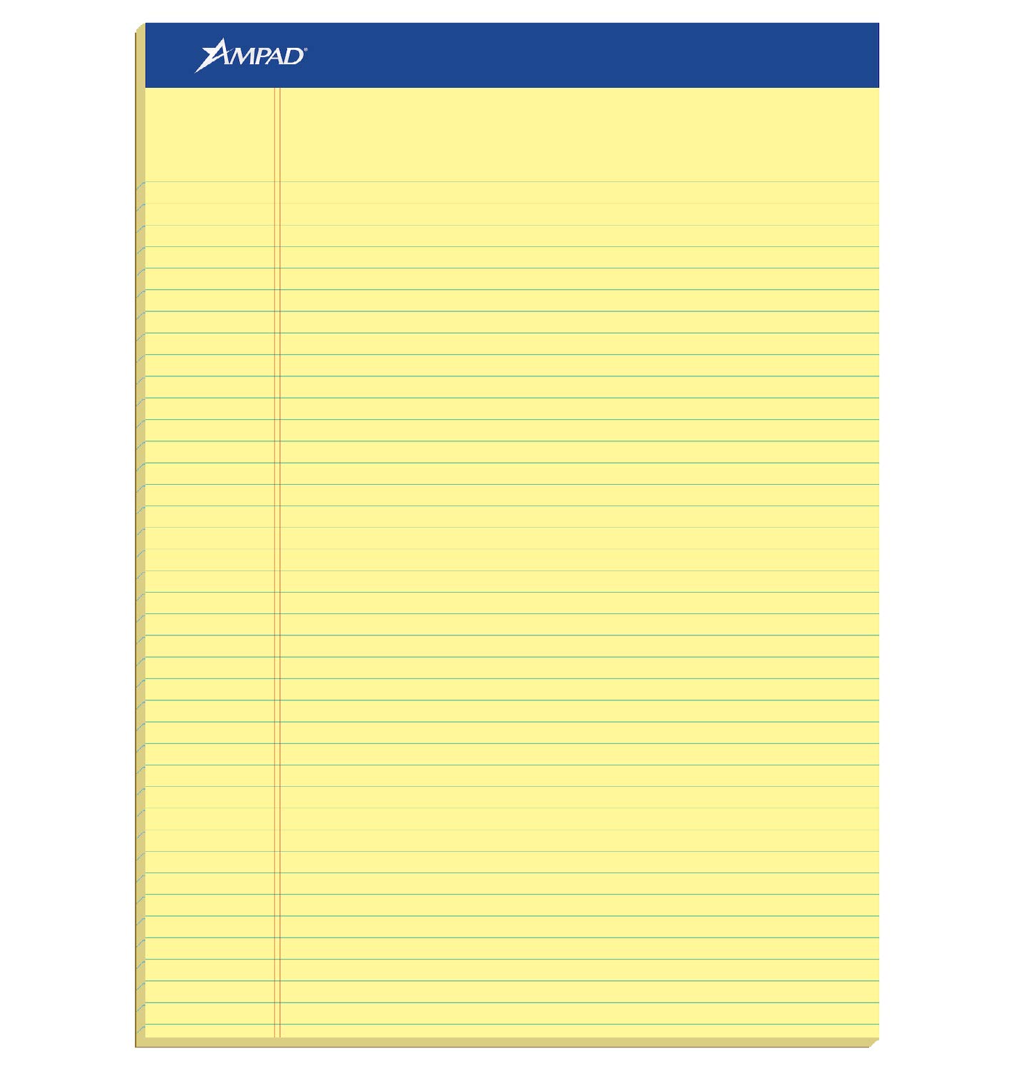 Ampad 20222 Perforated Writing Pad, 8 1/2 x 11 3/4, Canary, 50 Sheets (Pack of 12)