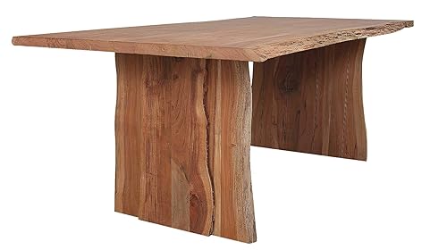 HomeRoots Acacia Wood & Powder Coated Metal Solid Acacia Wood Dining Table