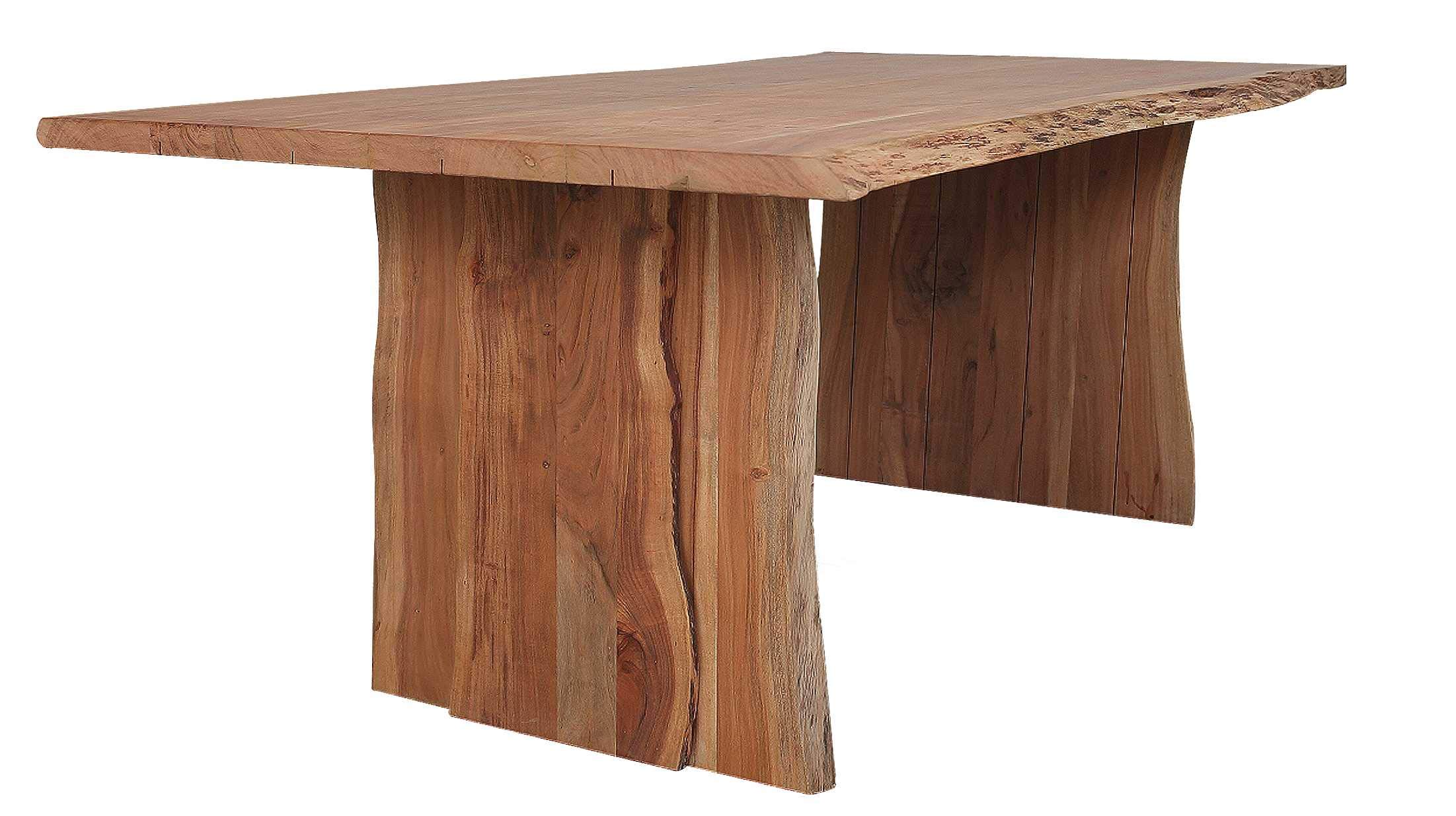HomeRoots Acacia Wood & Powder Coated Metal Solid Acacia Wood Dining Table