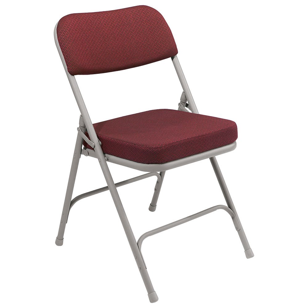 National Public Seating Upholstered Folding Chair, Burgundy Fabric & Gray Frame - Lot of 2