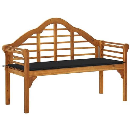 vidaXL Patio Queen Bench, Wooden Outdoor Bench with Armrests, Garden Lounge Bench for Porch Bench Balcony, Modern Style, Solid W