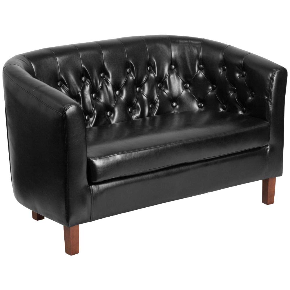 Flash Furniture QY-B16-2-HY-9030-8-BK-GG 30 x 49.50 x 28 in. Hercules Colindale Series Black Leather Tufted Loveseat