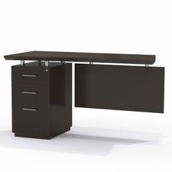 Mayline Single Pedestal Left Handed Desk Return with 1 Box/Box/File Pedestal, Textured Mocha
