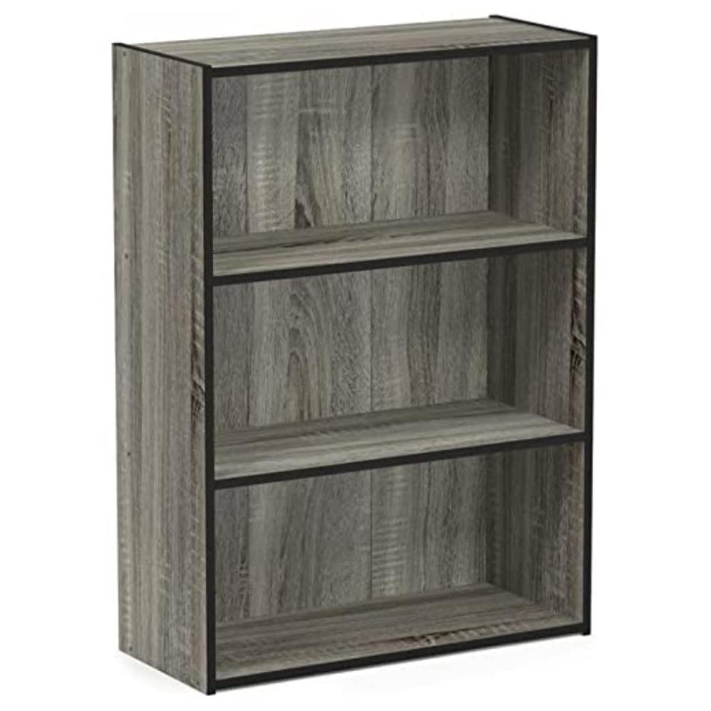 Furinno Pasir 3-Tier Open Shelf Bookcase, French Oak Grey