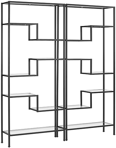 Crosley Furniture Sloane 2-Piece Modern Glass Etagere Set, Matte Black