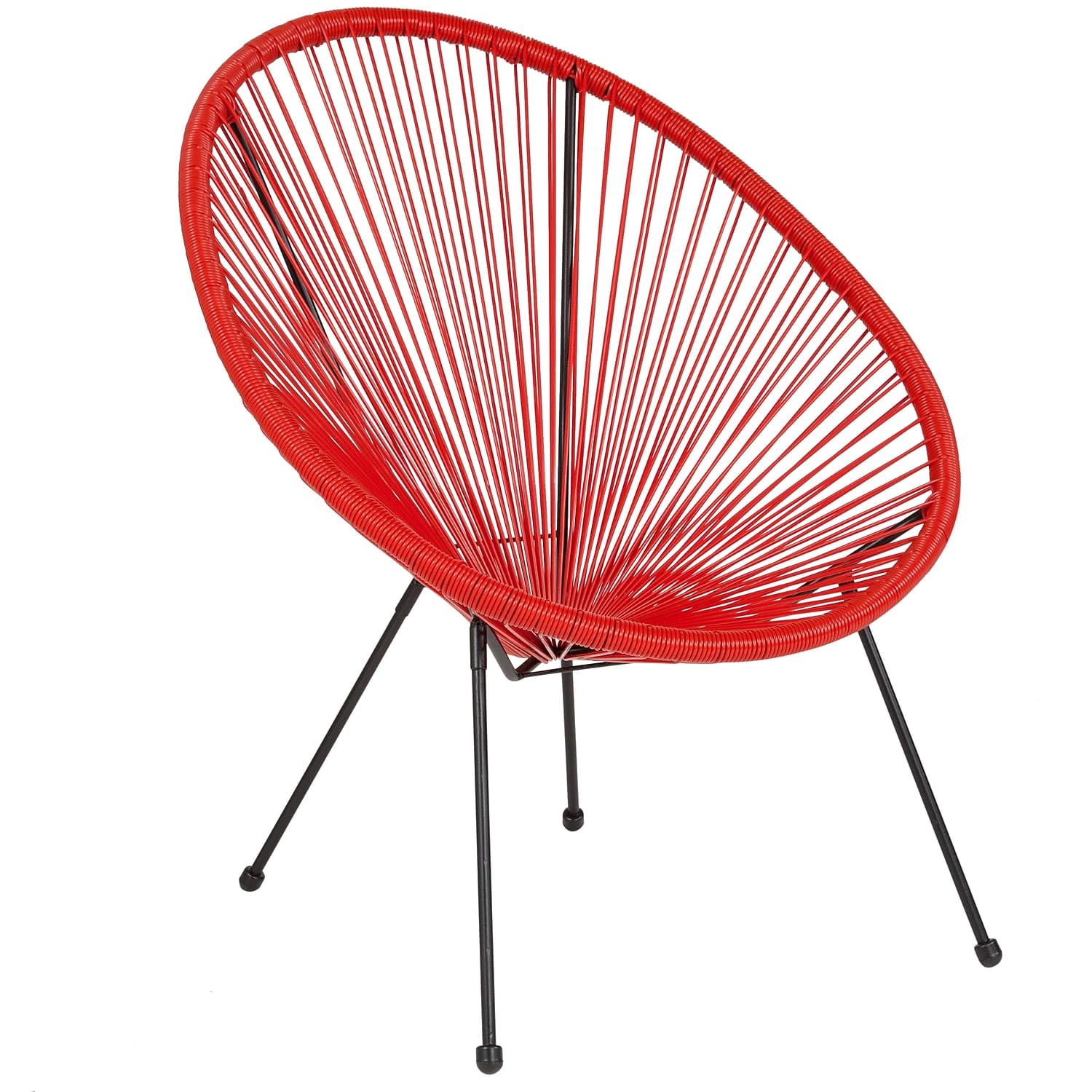 Flash Furniture TLH-094-RED-GG Valencia Oval Comfort Series Take Ten Red Rattan Lounge Chair, 35.25 x 29 x 30.25 in.