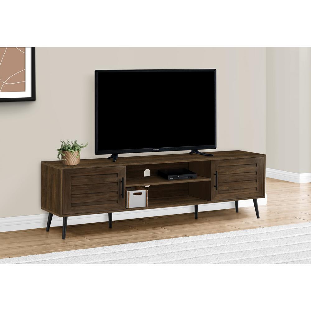 Monarch Specialties 2717, 72 Inch, Console, Media Entertainment Center, Storage Cabinet, Living Room, Bedroom, Brown Laminate, B