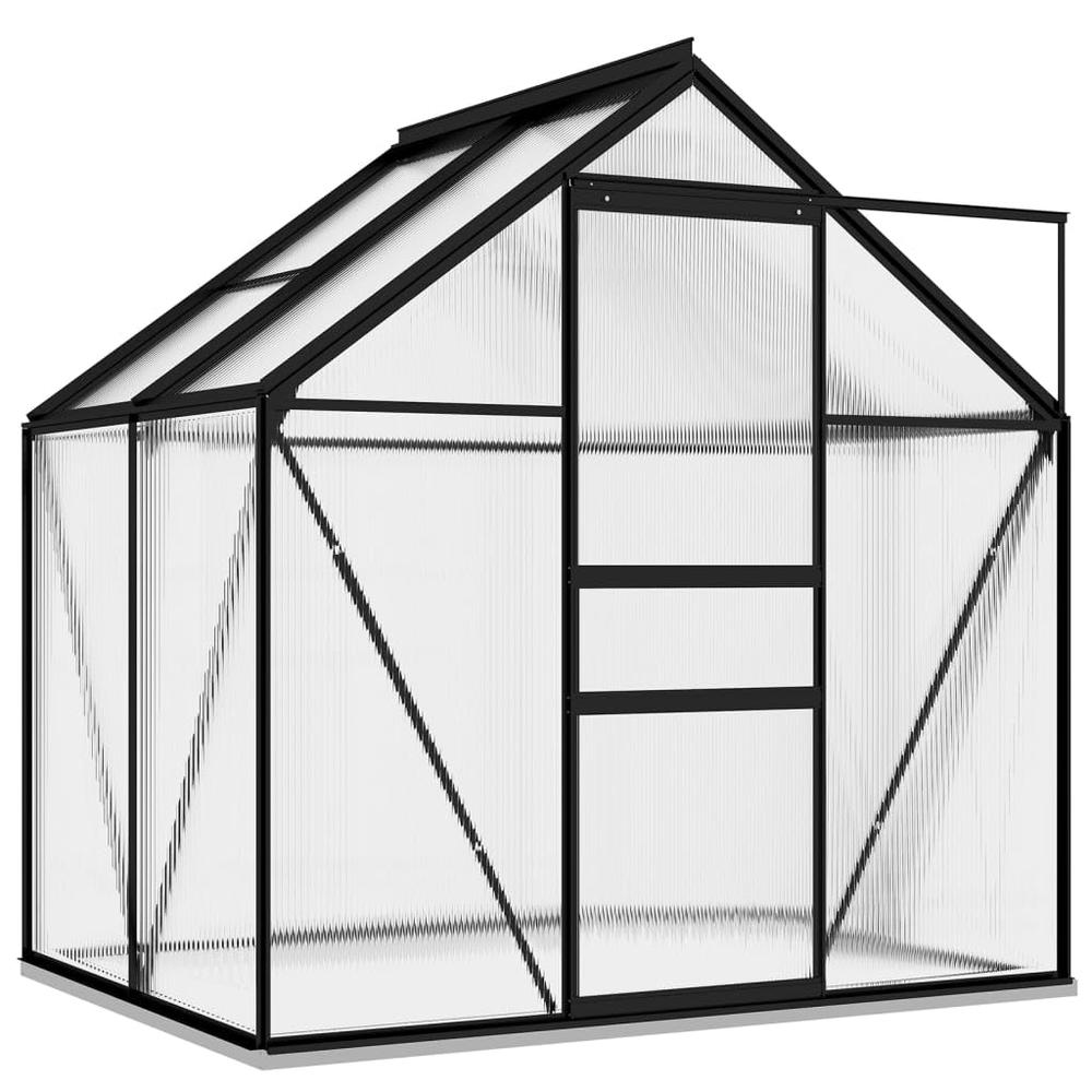 vidaXL Greenhouse Anthracite Aluminum - Spacious Indoor Gardening Enclosure with UV-Resistant Polycarbonate Panels, Efficient Wa