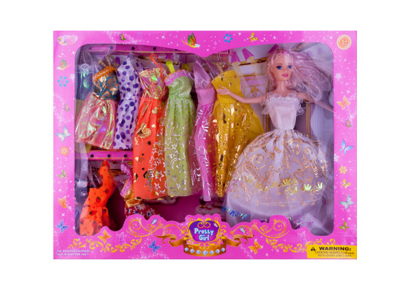 bulk buys Pretty girl Fashion Doll with Dresses Set