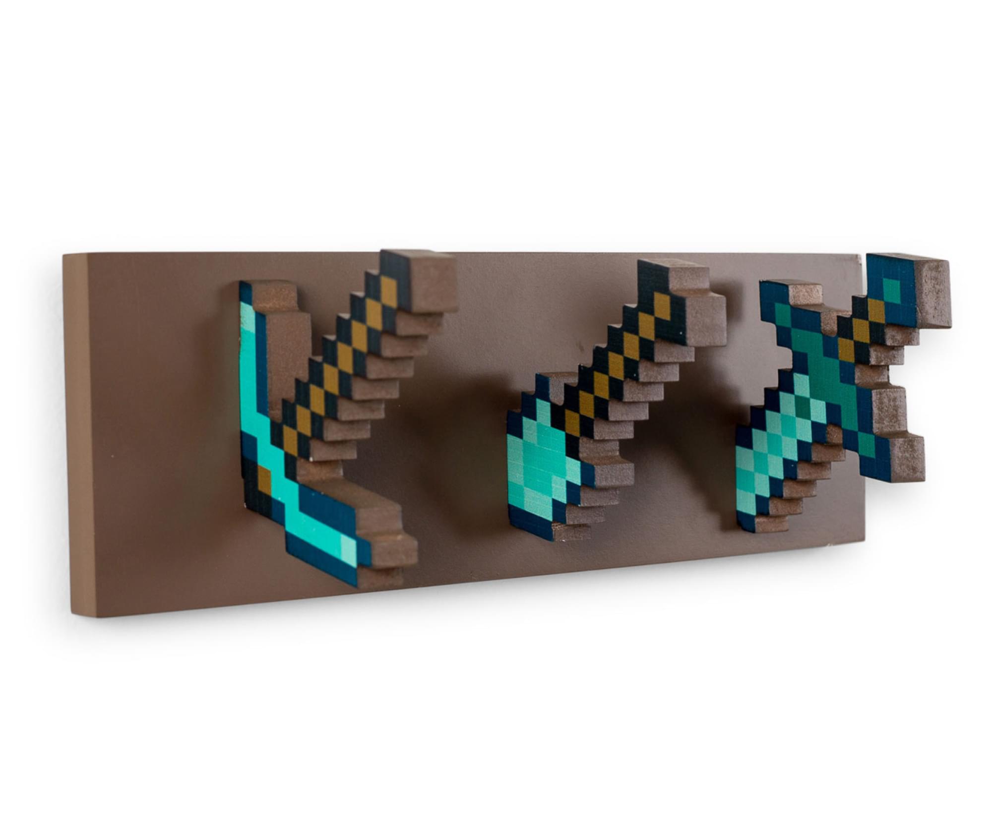 toynk Minecraft Diamond Tool Wall Coat Hooks Storage Rack
