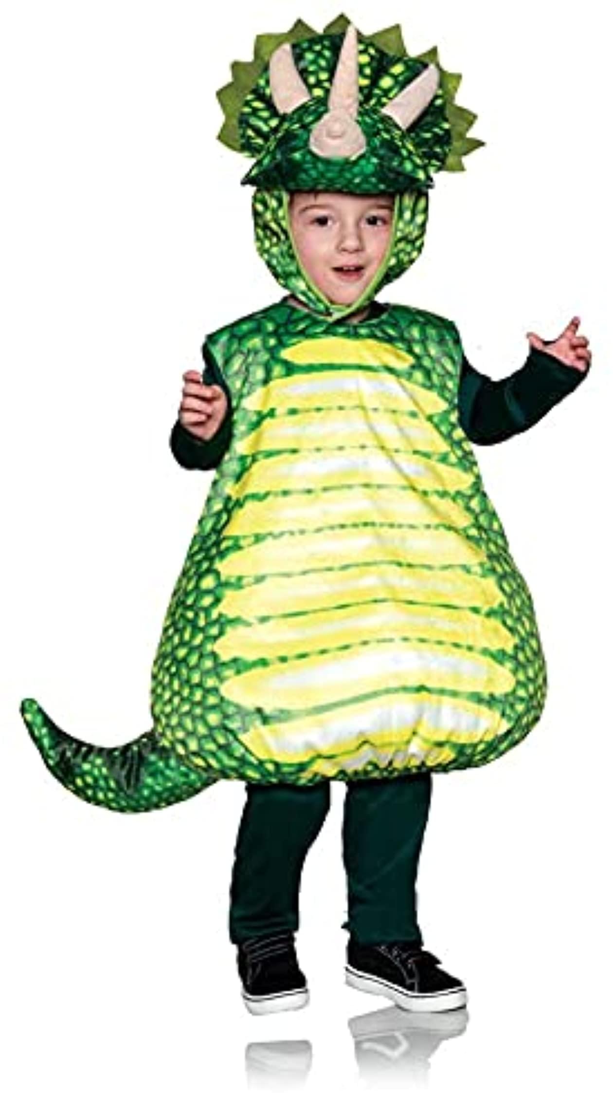 toynk Dinosaur Green Triceratops Printed Belly Baby Costume | Medium