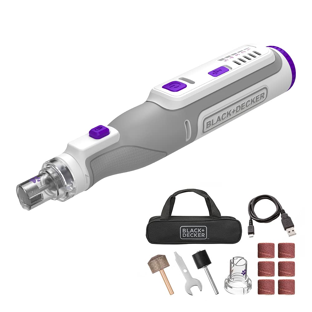 beyond by BLAcK+DEcKER BcRT8KPTAPB 8V MAX cordless Rechargeable Pet Nail Trimmer and Rotary Tool gray