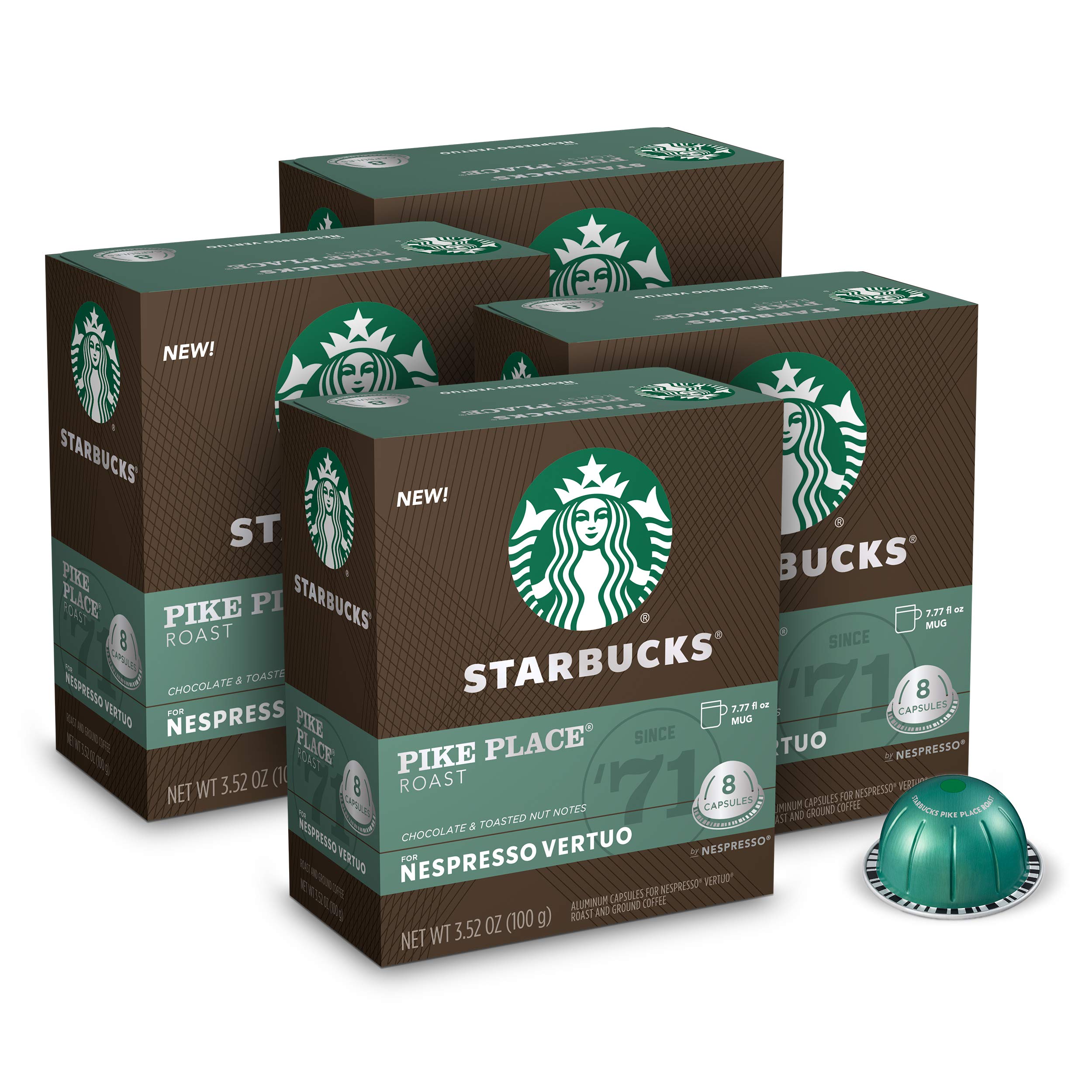 Starbucks by Nespresso Medium Roast Pike Place Roast Coffee (32-count single serve capsules, compatible with Nespresso Vertuo Li