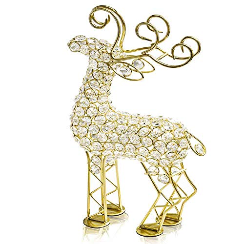 Modern Day Accents Crystal Reindeer, Christmas, Shiny, Elegant, Animal, Cute, Tabletop Accent, Decor, 8" L x 2.5" W x 14" H, Gol