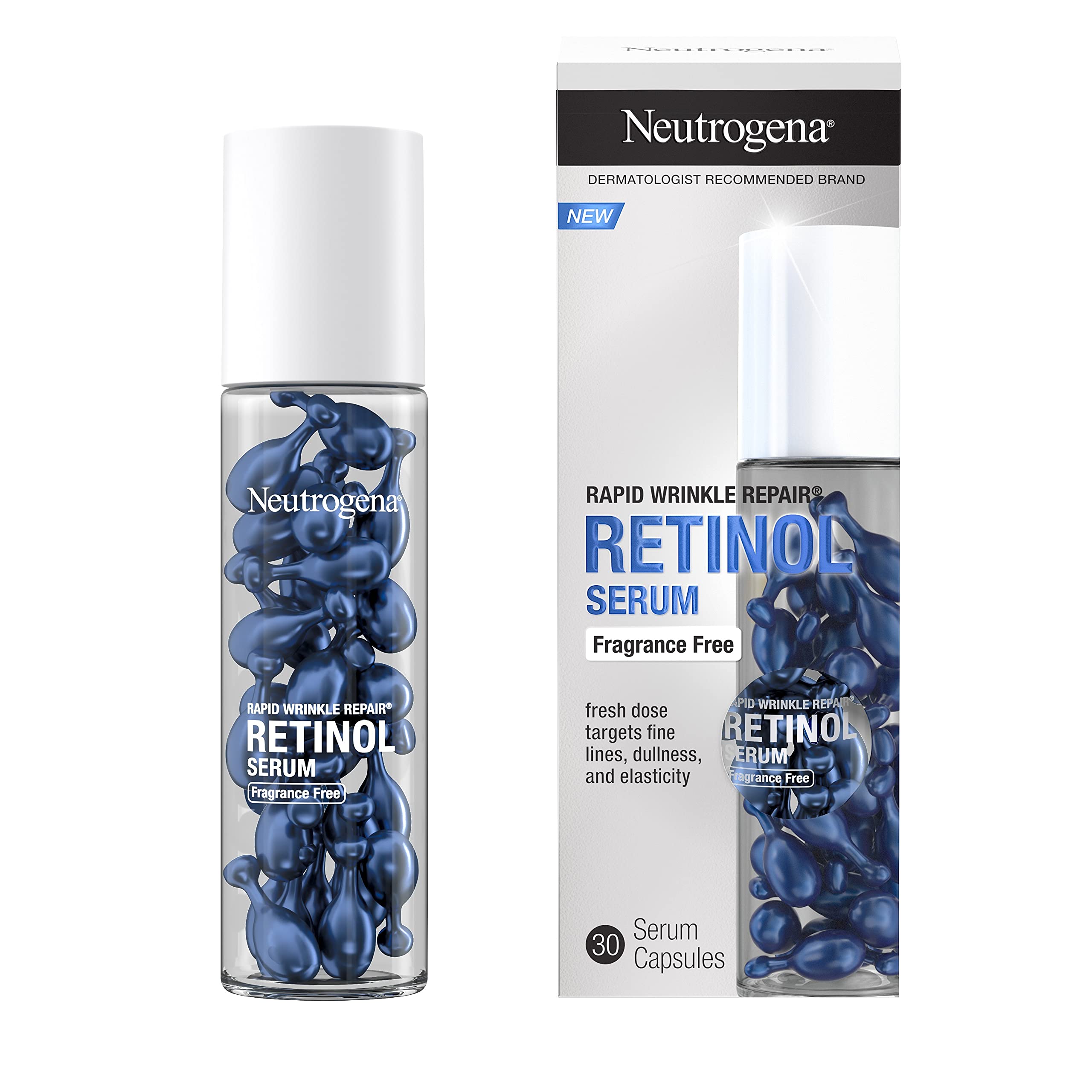 Neutrogena Rapid Wrinkle Repair Retinol Face Serum capsules, Fragrance-Free Daily Facial with that fights Fine Lines, Wrinkles, 