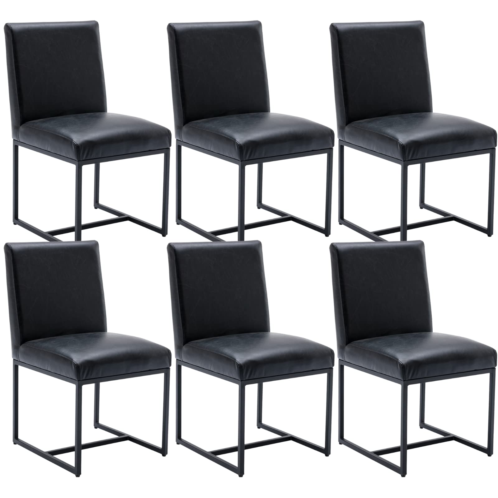 HNY Mid Century Modern Dining Chairs Set of 6, PU Leather Kitchen ...