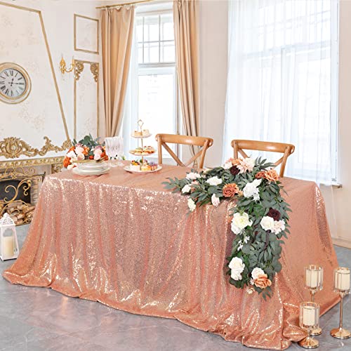 B-cOOL Rectangle Sequin Tablecloths Rose gold Party Decorations Shimmer Sequined Tablecloth for Wedding Decoration Sparkle Table
