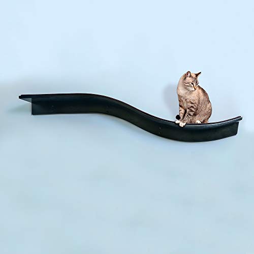 THE REFINED FELINE Lotus Branch cat Shelf Sturdy Wave Design cat Wall Perch Wall Mounted Shelves comfortable Berber carpet or Fa
