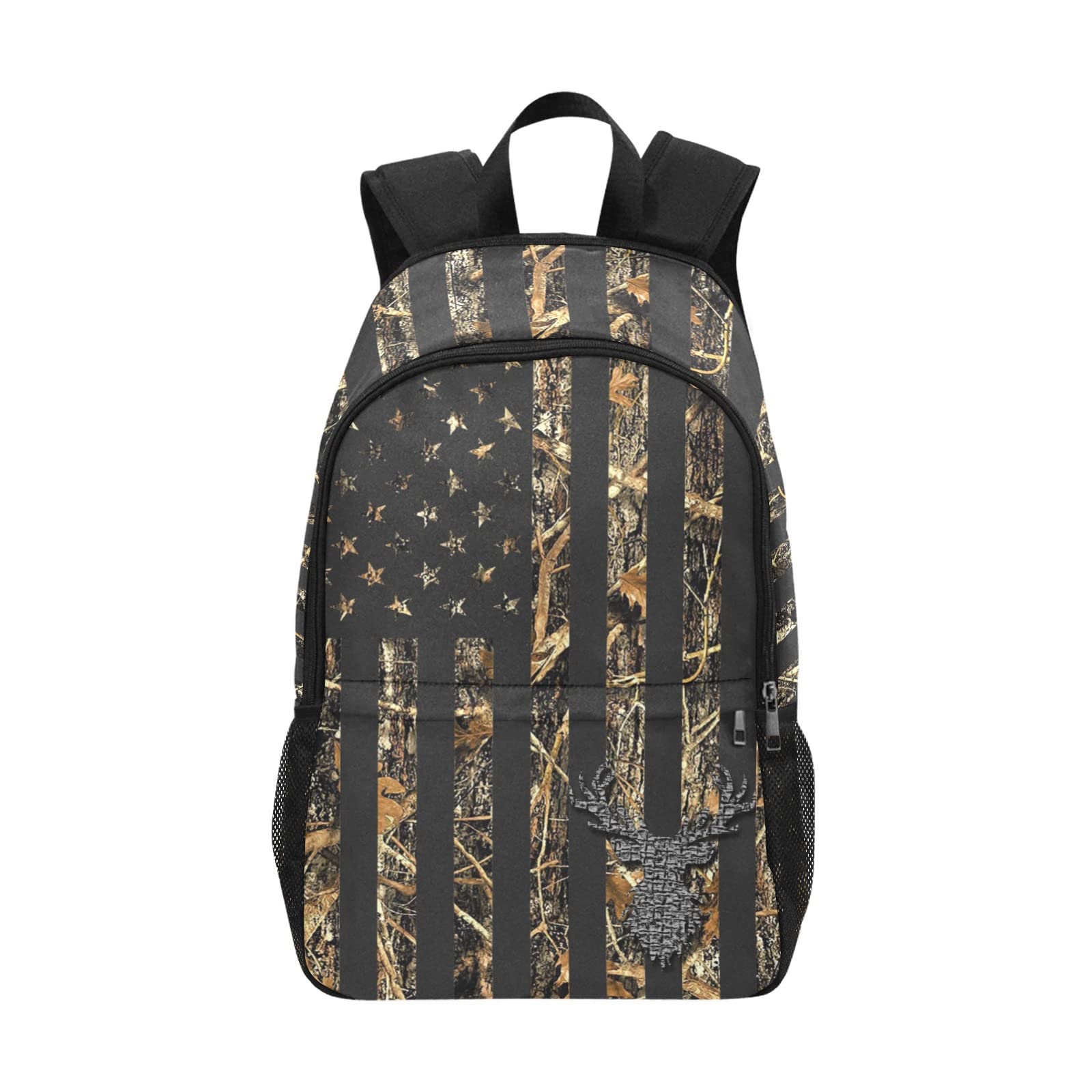M YESCUSTOM Christmas Deer Leaves Camouflage School Backpack USA Flag Water Resistant Daypack Laptop Backpacks for Students Boys