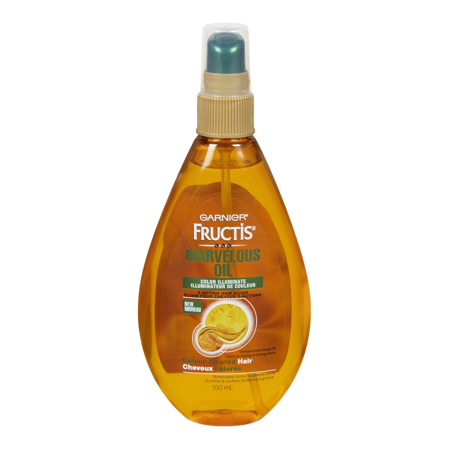 Garnier Skin and Hair Care Fructis Marvelous Oil Color Illuminate 5 Action Hair Elixir for Color Treated Hair, 5 Fluid Ounce