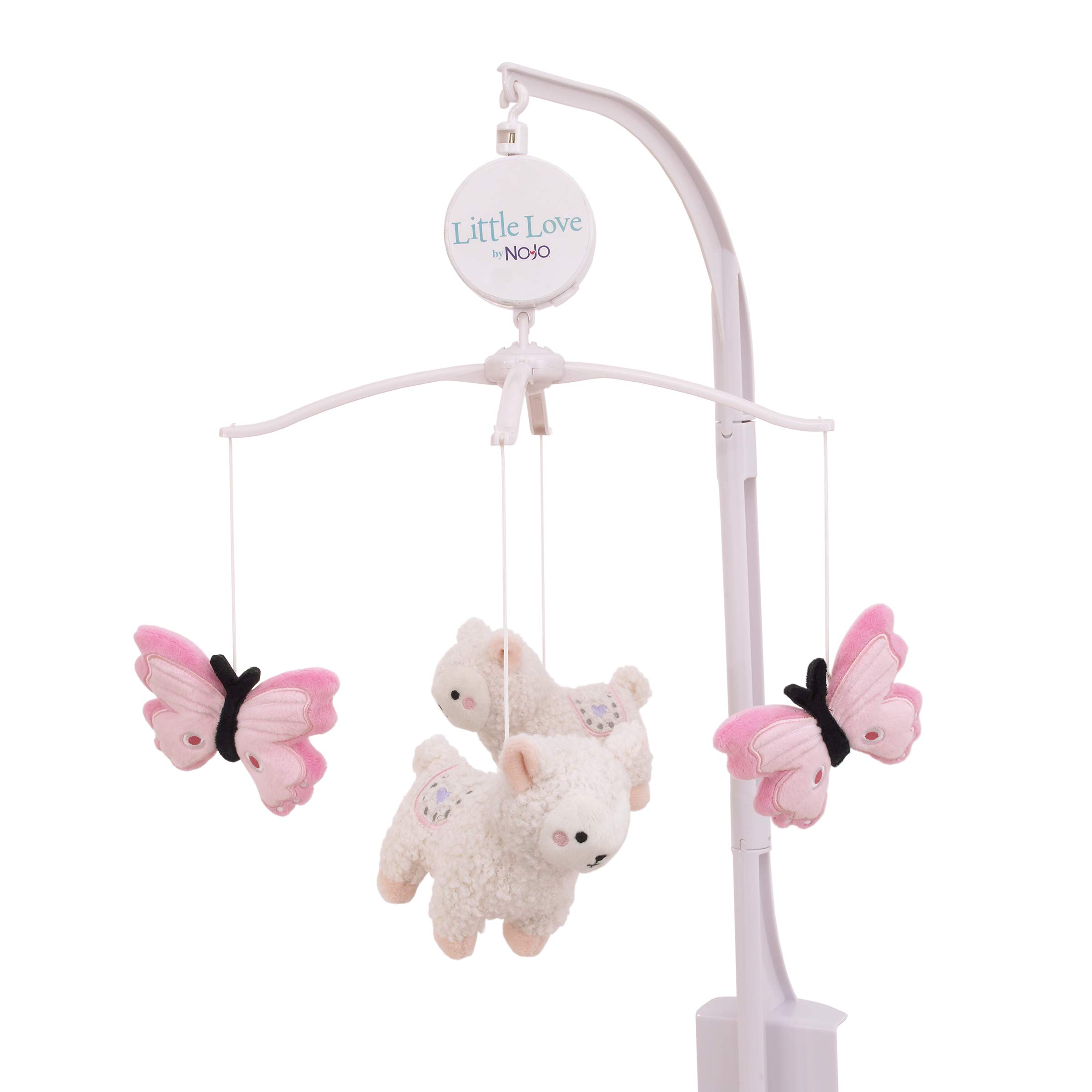 NoJo Little Love by NoJo Sweet Llama & Butterflies Pink & White Musical Mobile, Pink, Ivory, Lavender