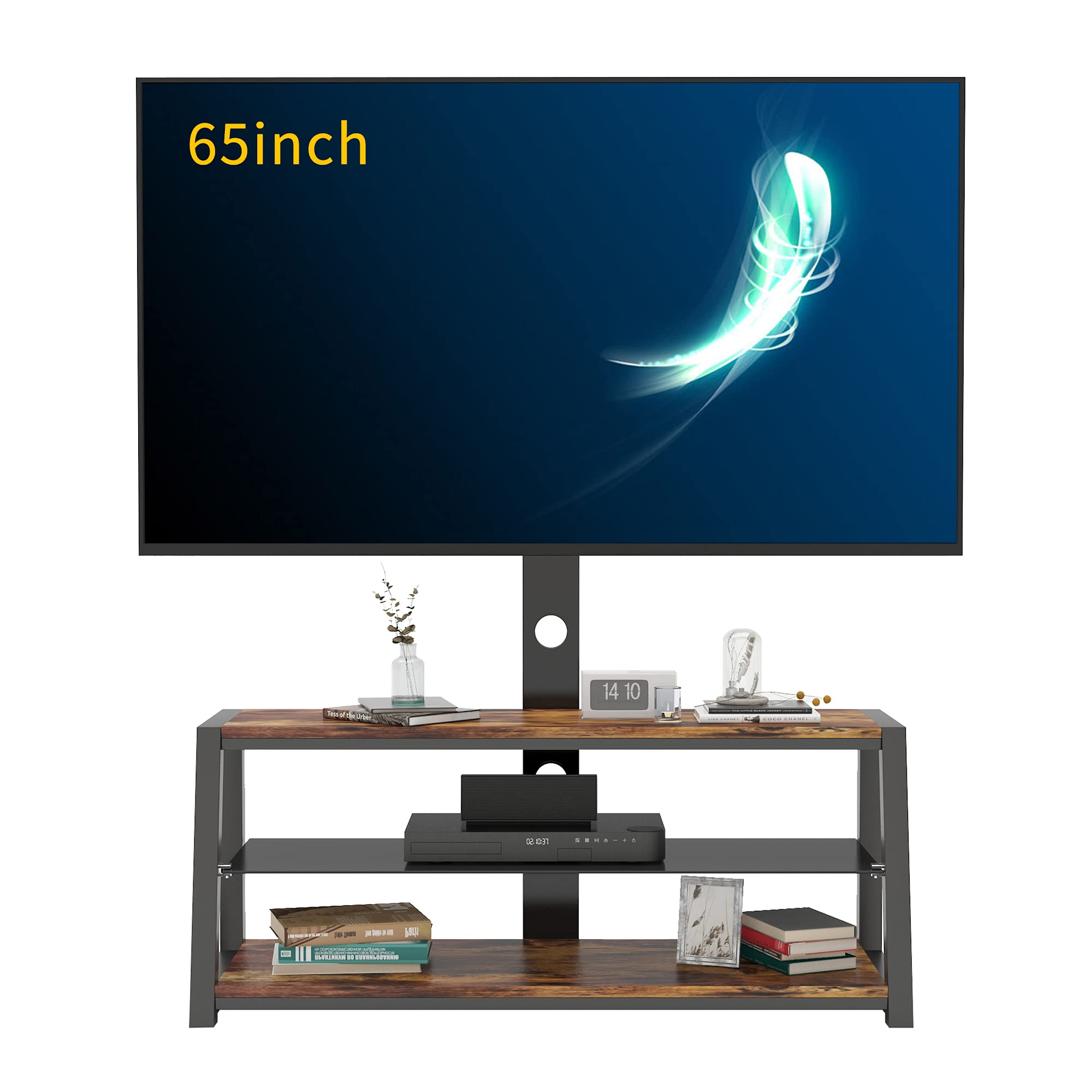 Meihua Wood Entertainment Center TV Stand Console with Swivel Mount for 65 60 55 50 47 42 37 32 inch Flat Panel&Curved Screen TV